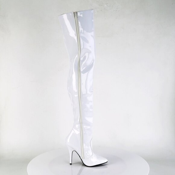 COPY - Size 9 NEW Seduce 3010 White Patent Thigh High Boots 5" Stiletto Heels - Picture 5 of 9